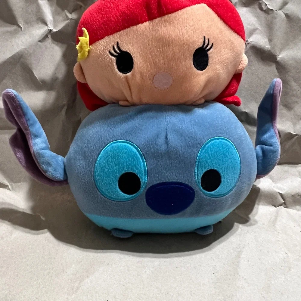 Disney Tsum Tsum Stackable Plush Pillow Pooh Ariel Stitch Blue Red Yellow Kawaii